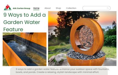 corten steel water fountain